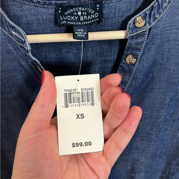 Lucky Brand • Tencel Linen Blend Long Sleeve Tie Waist Dress - Picture 4 of 8